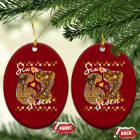 Funny African American Melanin Gift Ceramic Ornament Six Seven Meme