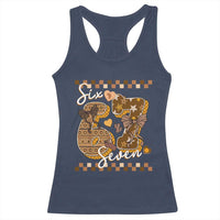 Funny African American Melanin Gift Racerback Tank Top Six Seven Meme