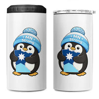 MN Strong Cute Penguin 4 in 1 Can Cooler Tumbler Minnesota State Pride Gift