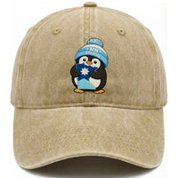 MN Strong Cute Penguin Washed Cotton Baseball Cap Minnesota State Pride Gift