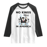 Funny Penguin Protest Raglan Shirt No Kings In America