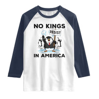 Funny Penguin Protest Raglan Shirt No Kings In America