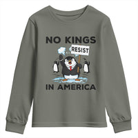 Funny Penguin Protest Youth Sweatshirt No Kings In America