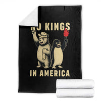 Funny Bear And Penguin Protest Throw Blanket No Kings In America