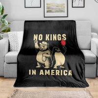 Funny Bear And Penguin Protest Throw Blanket No Kings In America