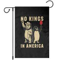 Funny Bear And Penguin Protest Garden Flag No Kings In America