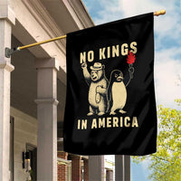 Funny Bear And Penguin Protest Garden Flag No Kings In America