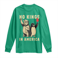 Funny Bear And Penguin Protest Long Sleeve Shirt No Kings In America