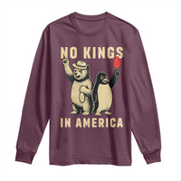 Funny Bear And Penguin Protest Long Sleeve Shirt No Kings In America
