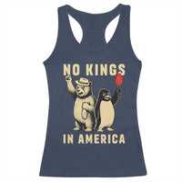 Funny Bear And Penguin Protest Racerback Tank Top No Kings In America