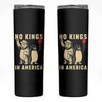 Funny Bear And Penguin Protest Skinny Tumbler No Kings In America