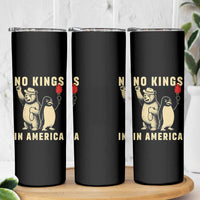Funny Bear And Penguin Protest Skinny Tumbler No Kings In America