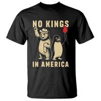Funny Bear And Penguin Protest T Shirt No Kings In America