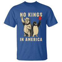 Funny Bear And Penguin Protest T Shirt No Kings In America