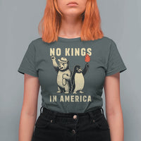 Funny Bear And Penguin Protest T Shirt For Women No Kings In America