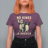 Funny Bear And Penguin Protest T Shirt For Women No Kings In America