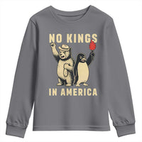 Funny Bear And Penguin Protest Youth Sweatshirt No Kings In America