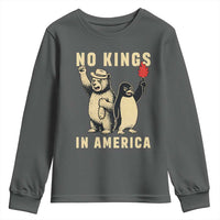 Funny Bear And Penguin Protest Youth Sweatshirt No Kings In America