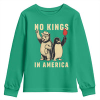 Funny Bear And Penguin Protest Youth Sweatshirt No Kings In America