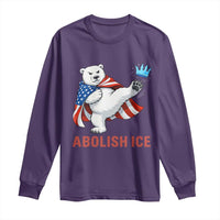 Abolish Ice Long Sleeve Shirt Funny Polar Bear Kicking Crown