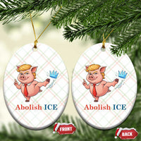 Protest Pig Kicking Icy Crown Ceramic Ornament Political Humor Gift