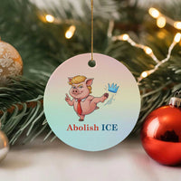 Protest Pig Kicking Icy Crown Ceramic Ornament Political Humor Gift