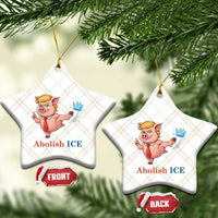 Protest Pig Kicking Icy Crown Ceramic Ornament Political Humor Gift