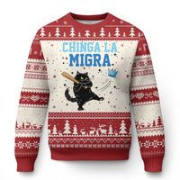 Chinga La Migra Ugly Christmas Sweater Funny Protest Cat Minneapolis Support Gift