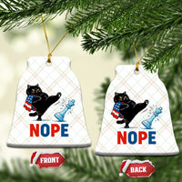 Funny Black Cat Kicks The Icy Chess Piece Nope Ceramic Ornament