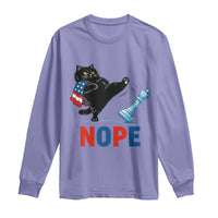 Funny Black Cat Kicks The Icy Chess Piece Nope Long Sleeve Shirt