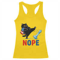 Funny Black Cat Kicks The Icy Chess Piece Nope Racerback Tank Top