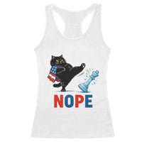 Funny Black Cat Kicks The Icy Chess Piece Nope Racerback Tank Top