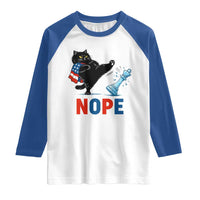 Funny Black Cat Kicks The Icy Chess Piece Nope Raglan Shirt