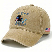 Funny Protest Chess Cat No Kings In America Washed Cotton Baseball Cap Political Humor Gift