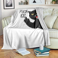 Funny Fck Ice Black Cat Throw Blanket Resist Minneapolis Political