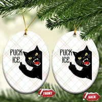 Funny Fck Ice Black Cat Ceramic Ornament Resist Minneapolis Political