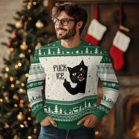 Funny Fck Ice Black Cat Ugly Christmas Sweater Resist Minneapolis Political