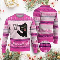 Funny Fck Ice Black Cat Ugly Christmas Sweater Resist Minneapolis Political