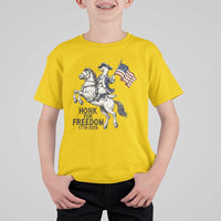 Funny Patriotic Goose Cowboy T Shirt For Kid Honk For Freedom