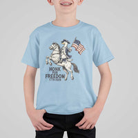 Funny Patriotic Goose Cowboy T Shirt For Kid Honk For Freedom