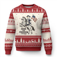 Funny Patriotic Goose Cowboy Ugly Christmas Sweater Honk For Freedom