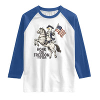 Funny Patriotic Goose Cowboy Raglan Shirt Honk For Freedom