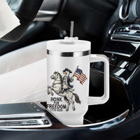 Funny Patriotic Goose Cowboy Tumbler With Handle Honk For Freedom