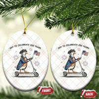Funny Patriotic Goose Ceramic Ornament Off To Celebrate 250 Years
