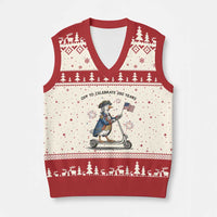 Funny Patriotic Goose V-Neck Knit Sweater Vest Off To Celebrate 250 Years