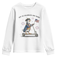 Funny Patriotic Goose Youth Sweatshirt Off To Celebrate 250 Years