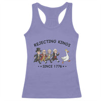 Rejecting Kings Since 1776 Racerback Tank Top Funny Founding Fathers Chasing Royal Goose