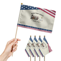 Rejecting Kings Since 1776 Patriotic Handheld Flag Funny Founding Fathers Chasing Royal Goose