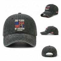 250 Years Of Freedom Washed Cotton Baseball Cap Patriotic Uncle Sam