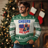 Vintage Cat Uncle Sam Ugly Christmas Sweater Cheers To 250 Years